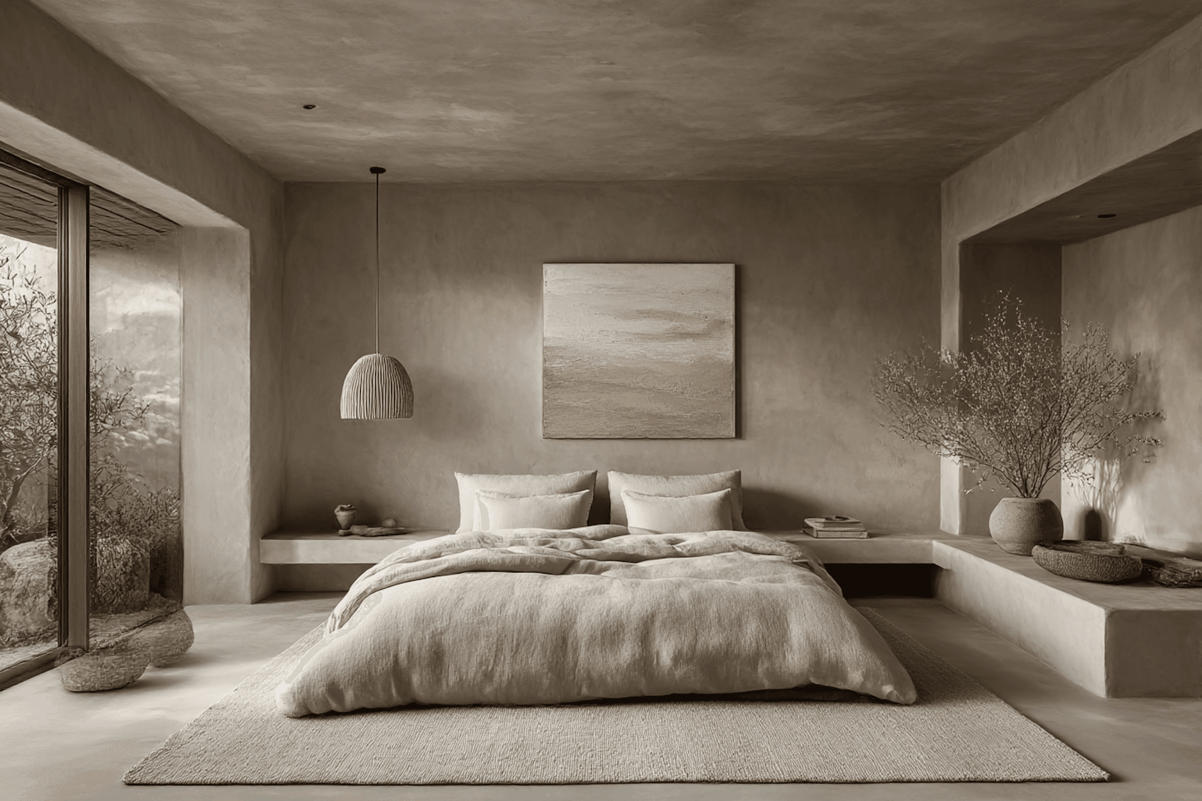 Cozy bedroom featuring a master bed, bedside lamps, and neutral tones