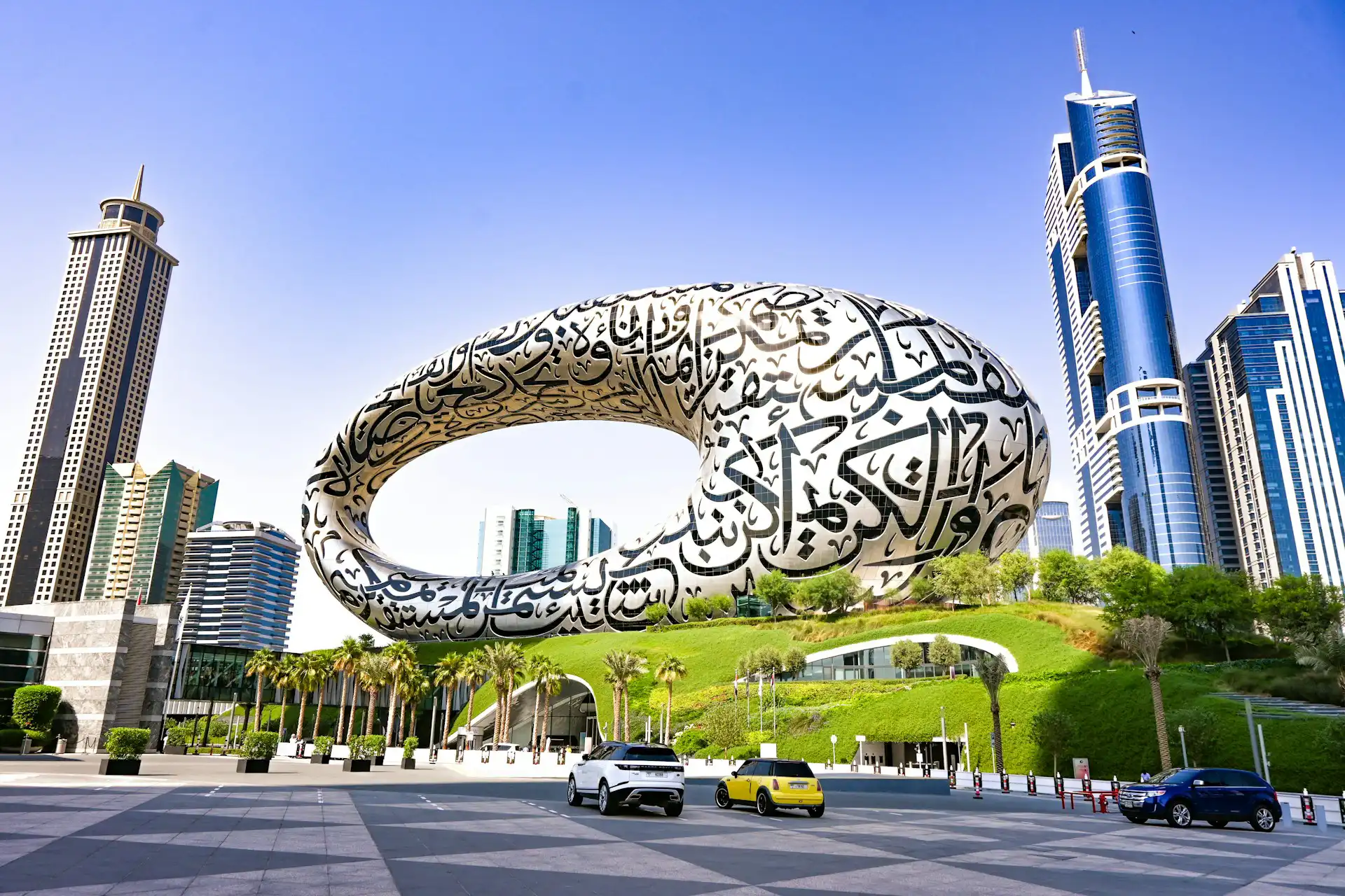 View of a popular area in Dubai with active city life