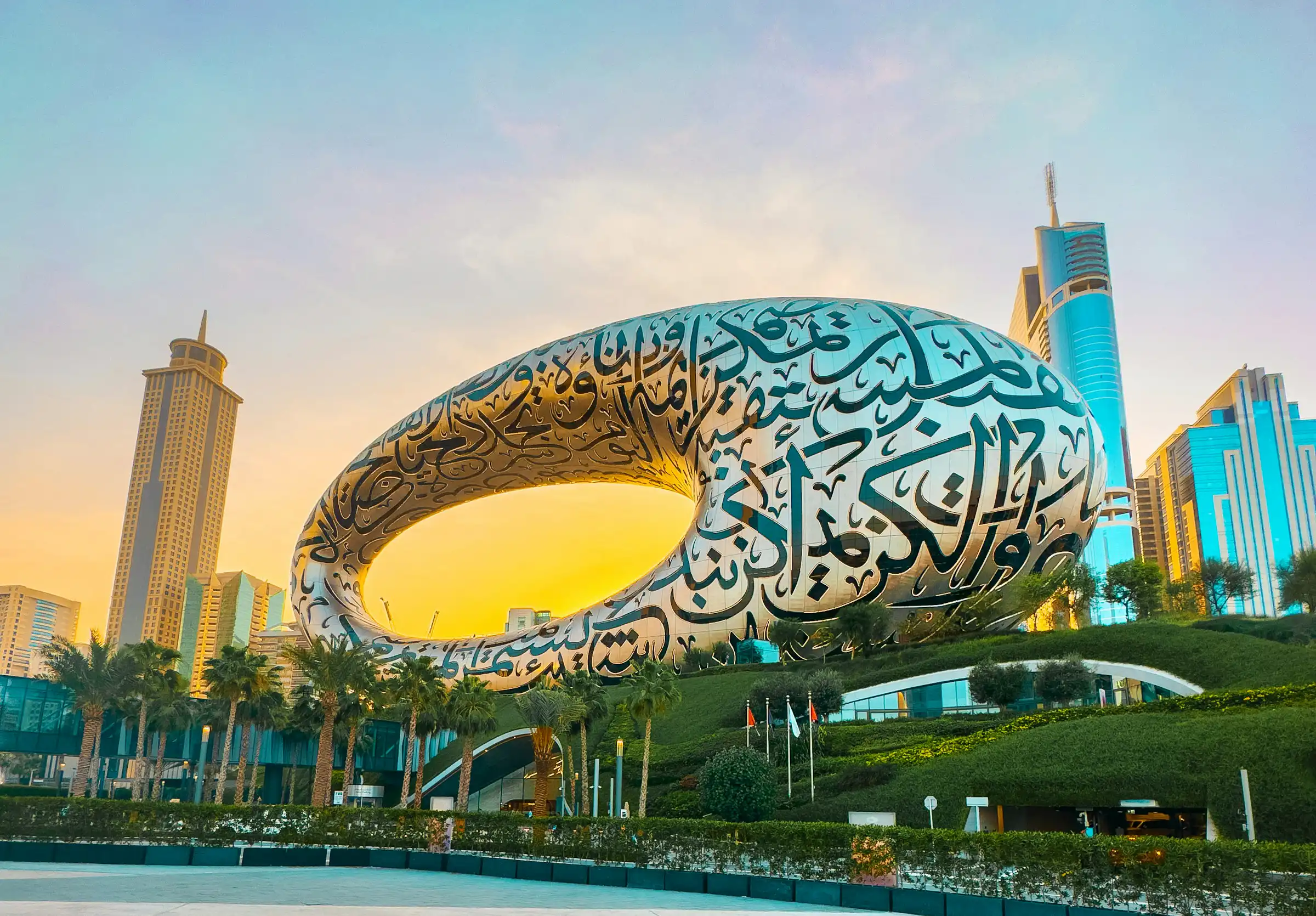 View of a popular area in Dubai with active city life