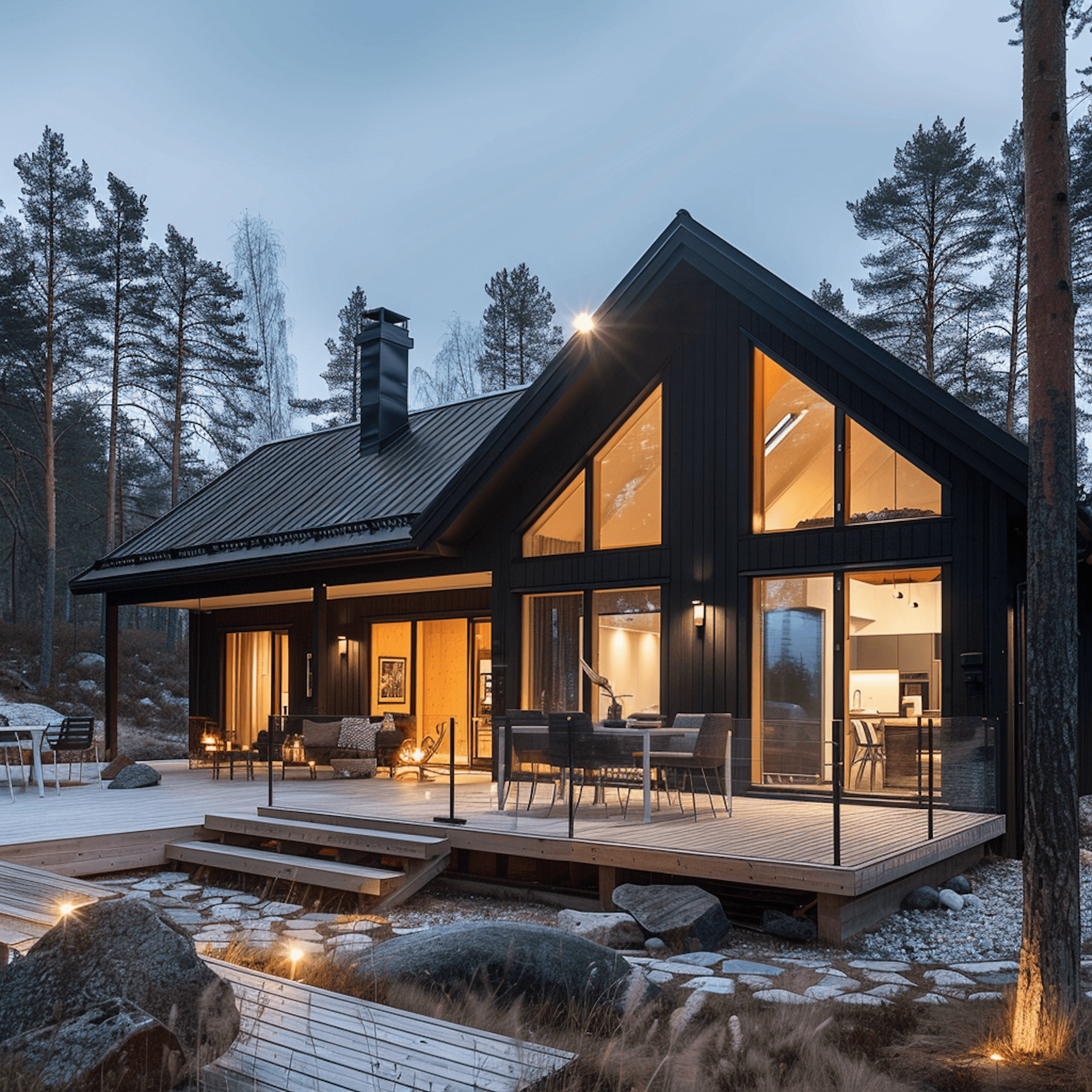 Modern residential exterior featuring glass panels and simple architecture