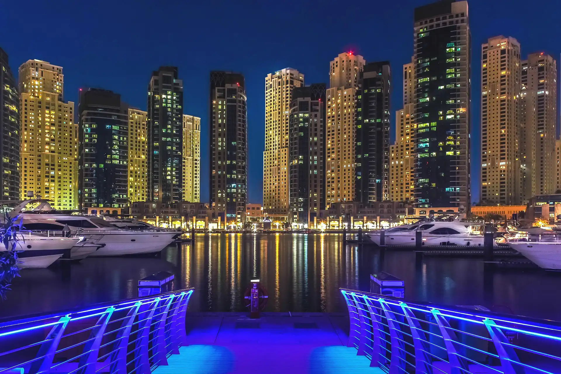 View of a popular area in Dubai with active city life