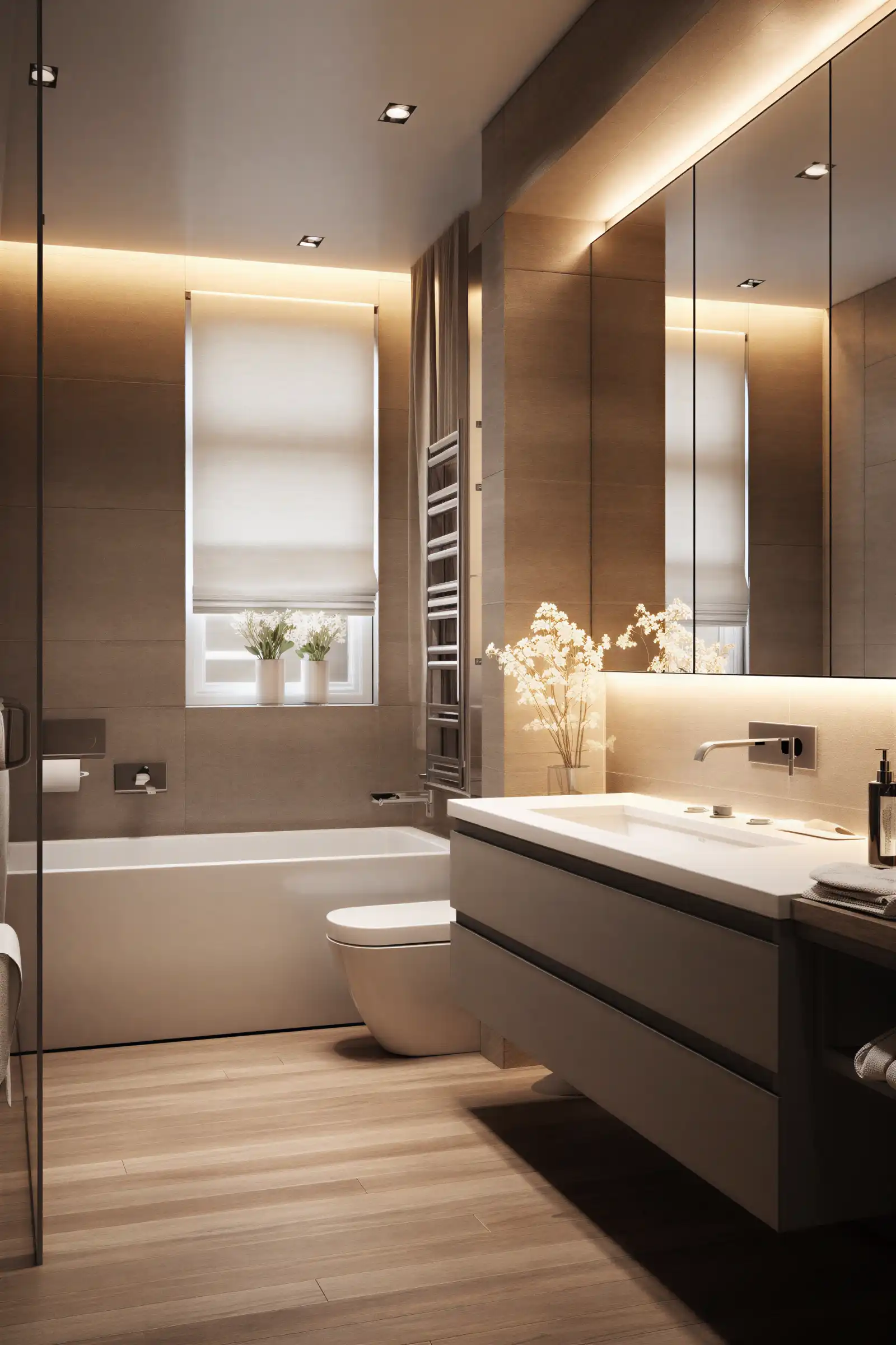 Minimal bathroom with white fixtures, toilet, and wall-mounted sink